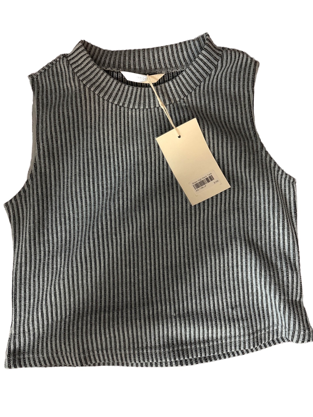 Sleeveless Ribbed Tank in Black and White Stripes